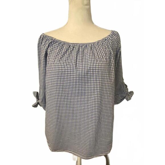 La Fée Maraboutée Off-Shoulder Gingham Top - Picture 2 of 12